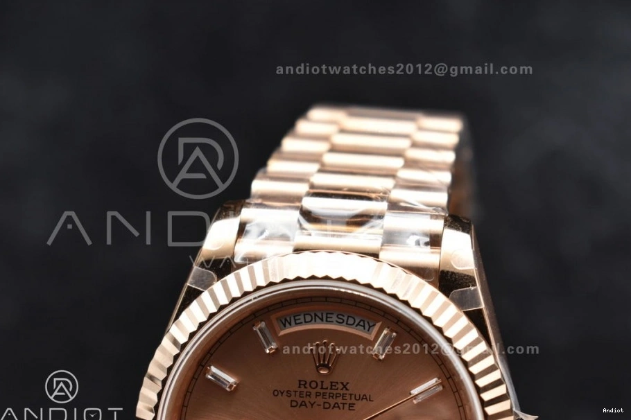 Steel Bracelet Plated 40 RG Markers V2 RG GMF President Crystal A2836 Dial DayDate 904L On 0518
